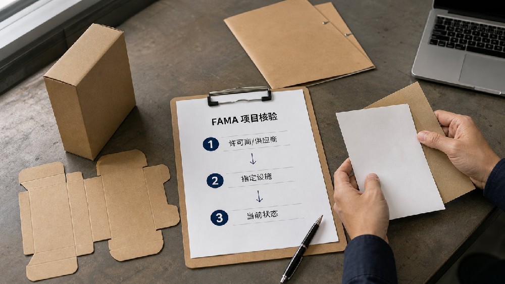 包装印刷项目中的 FAMA 许可商或供应商、指定设施与当前状态核验流程