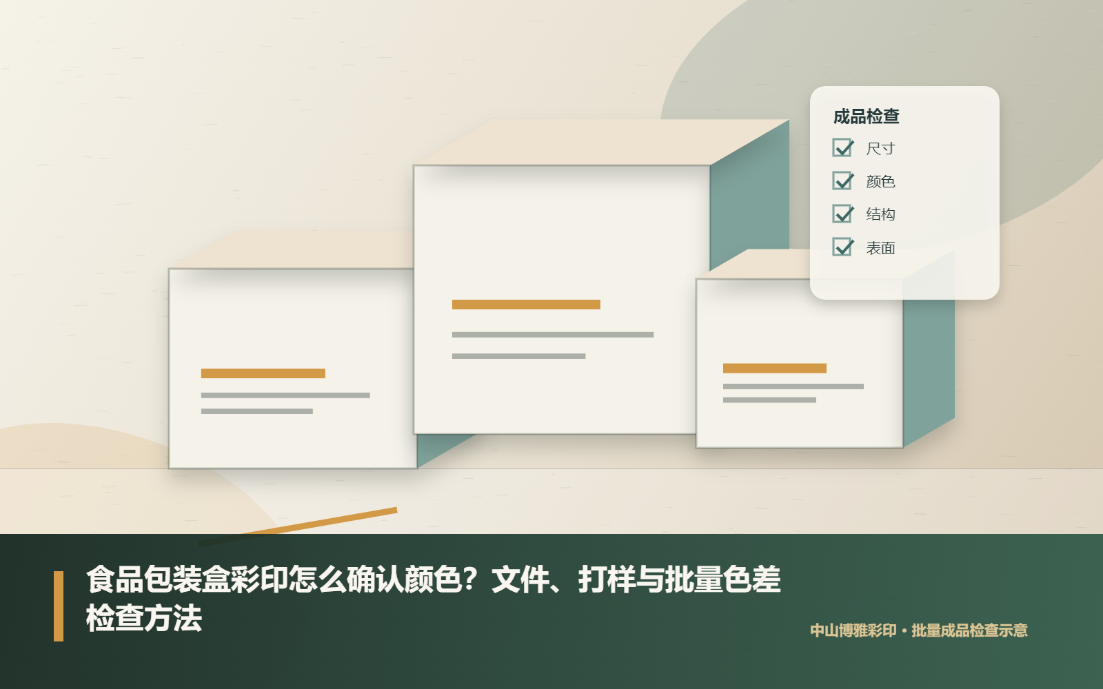 折叠彩盒批量成品检查与验收要点示意图